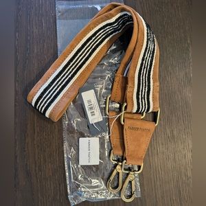 PARKER THATCH Beaded and Suede Crossbody Strap - Black & White Stripe